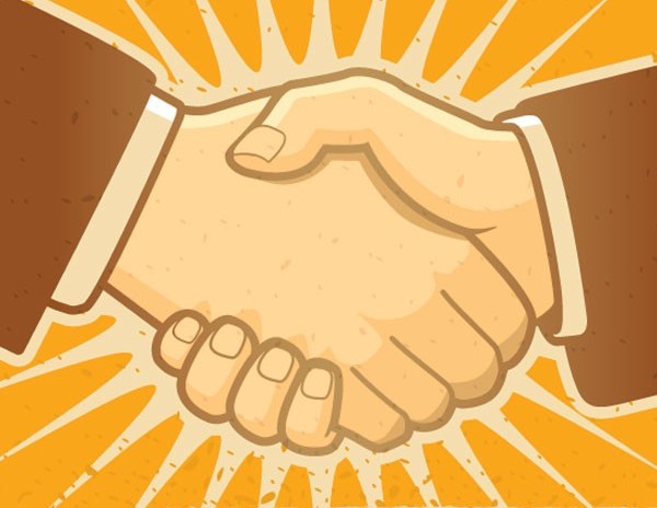 Business style handshake illustration vector