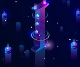 Business technology radiance letter I vector illustration