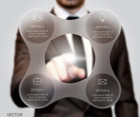 Businessman with touch button concept vector 04