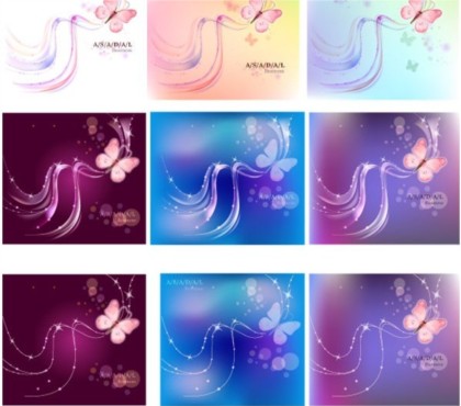 Butterfly and fantasy background vector set
