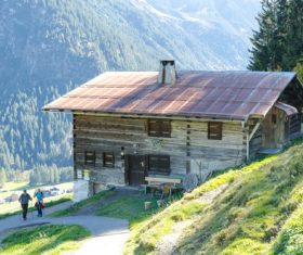 Cabin for construction beside the mountains Stock Photo