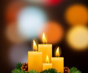 Candle four with blurred christmas background vector