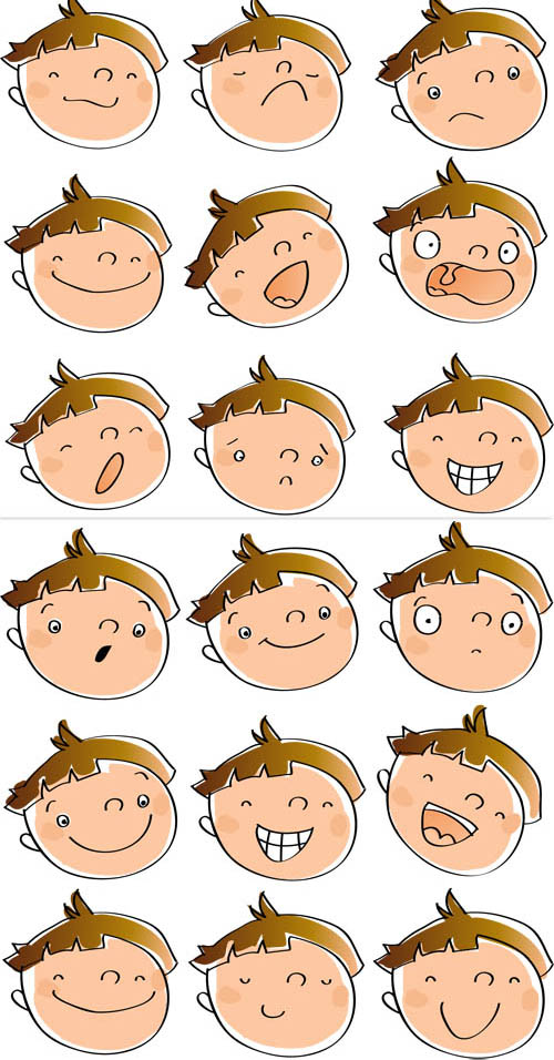 Cartoon Emotions Faces set vector free download