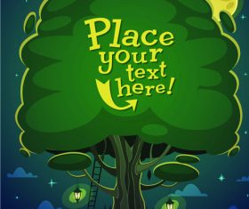 Cartoon big tree three styles vector decoration