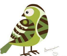 Cartoon green bird vector illustration