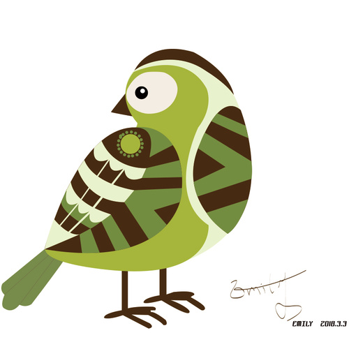 Cartoon green bird vector illustration