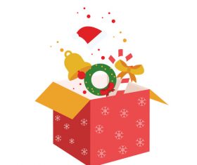 Cartoon hand drawn christmas gift box vector
