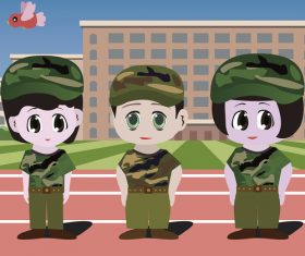 Cartoon military training vector