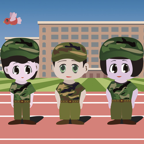 Cartoon military training vector free download