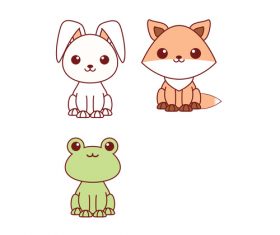 Cartoon rabbit fox frog vector