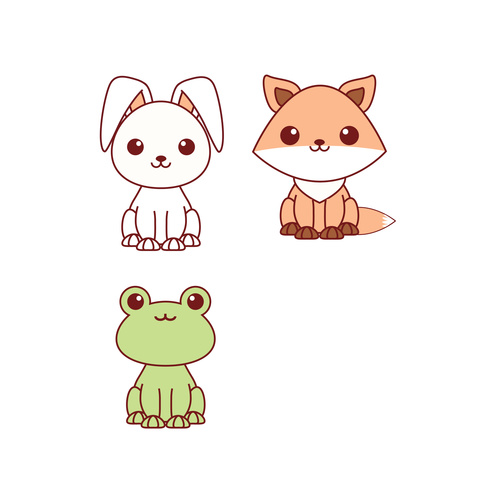 Cartoon rabbit fox frog vector