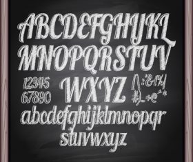Chalkboard alphabet font hand drawn vector 02