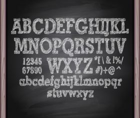 Chalkboard alphabet font hand drawn vector 03