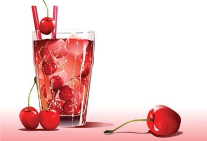 Cherry and fruit juice vector