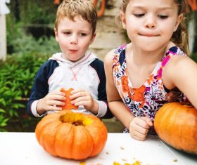 Children celebrating Halloween Stock Photo 01