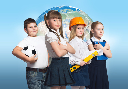 Children who want to work in various occupations Stock Photo