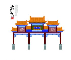 Chinese ancient architecture vector
