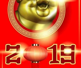 Chinese styles pig year 2019 vector design 03