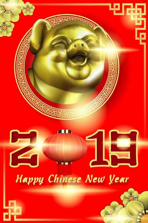 Chinese styles pig year 2019 vector design 03