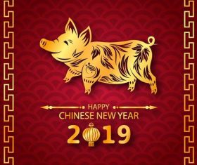 Chinese styles pig year 2019 vector design 05
