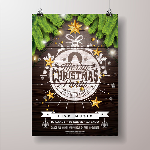 Christams party flyer with poster template vector 01