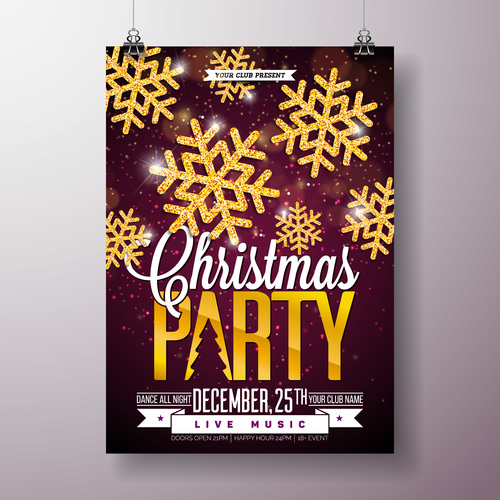 Christams party flyer with poster template vector 02