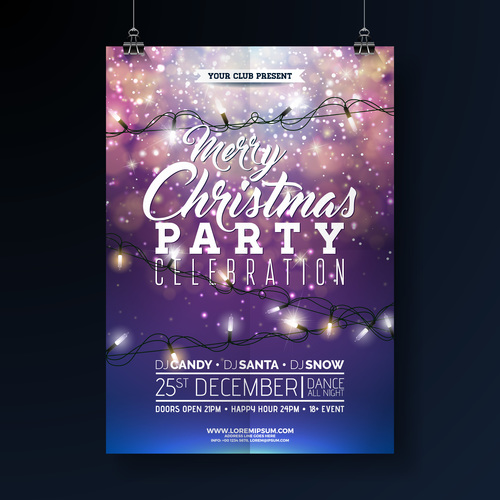 Christams party flyer with poster template vector 03