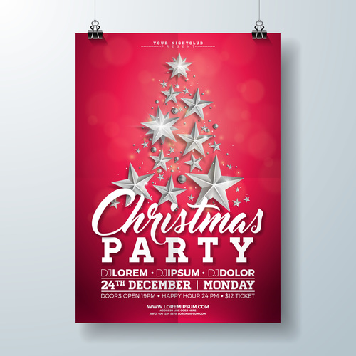 Christams party flyer with poster template vector 04 free download