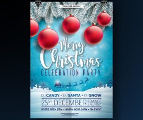 Christams party flyer with poster template vector 05
