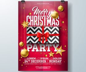 Christams party flyer with poster template vector 06