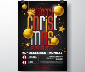 Christams party flyer with poster template vector 07
