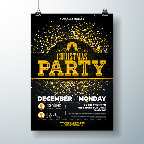 Christams party flyer with poster template vector 08