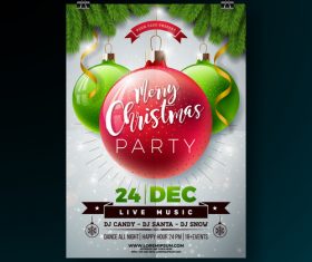 Christams party flyer with poster template vector 09