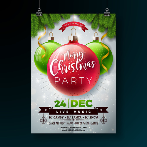 Christams party flyer with poster template vector 09