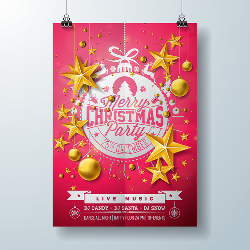 Christams party flyer with poster template vector 10