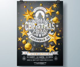 Christams party flyer with poster template vector 11