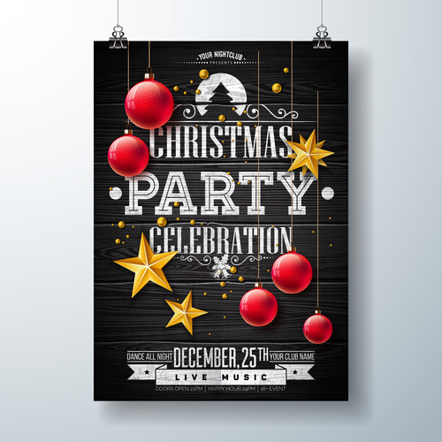 Christams party flyer with poster template vector 12