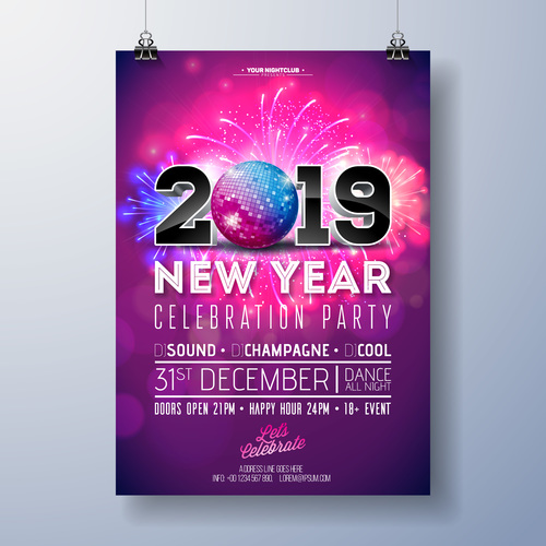 Christams party flyer with poster template vector 13