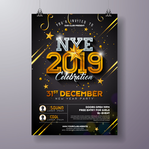 Christams party flyer with poster template vector 14
