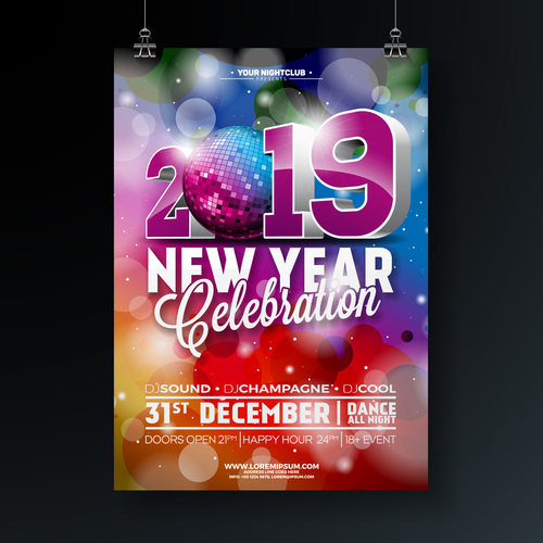 Christams party flyer with poster template vector 15