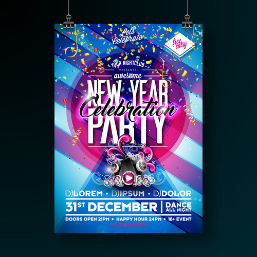 Christams party flyer with poster template vector 18
