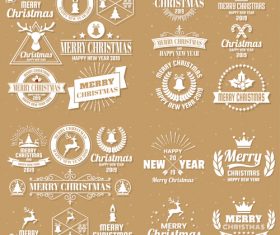 Christams retro logos with labels and badge vectors set 01