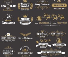 Christams retro logos with labels and badge vectors set 02