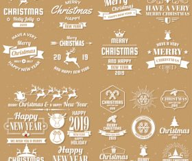 Christams retro logos with labels and badge vectors set 04