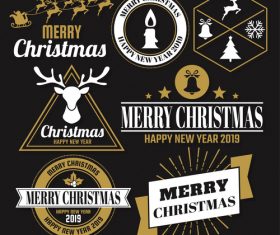 Christams retro logos with labels and badge vectors set 08