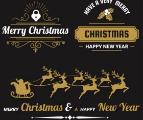 Christams retro logos with labels and badge vectors set 11