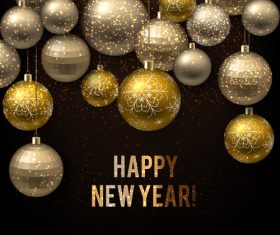 Christmas balls with xmas background vector 01