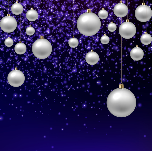 Christmas balls with xmas background vector 02