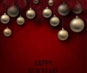 Christmas balls with xmas background vector 08