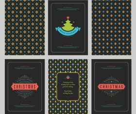 Christmas card with pattern and labels vector kit 04